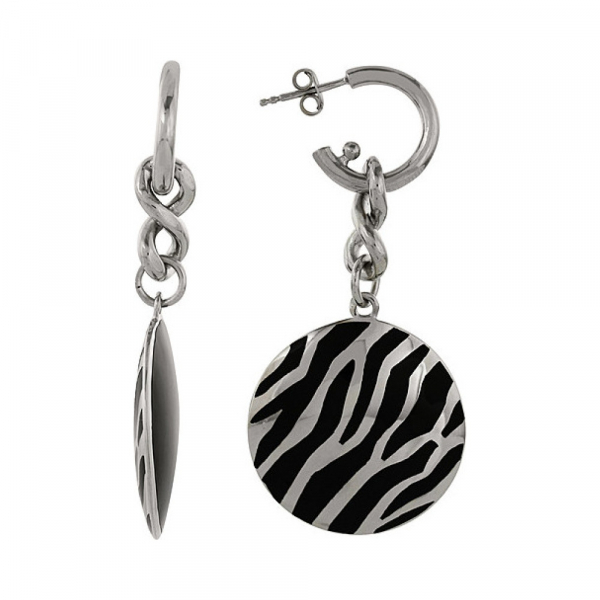 Серебряные серьги с каучуком № 83057