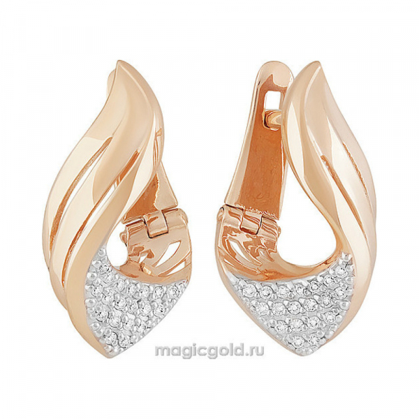 Золотые серьги с фианитом № 156097