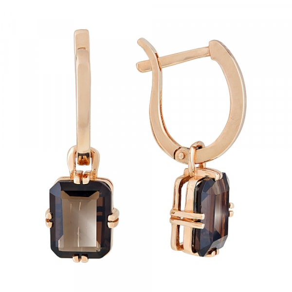 Золотые серьги с раухтопазом № 96129