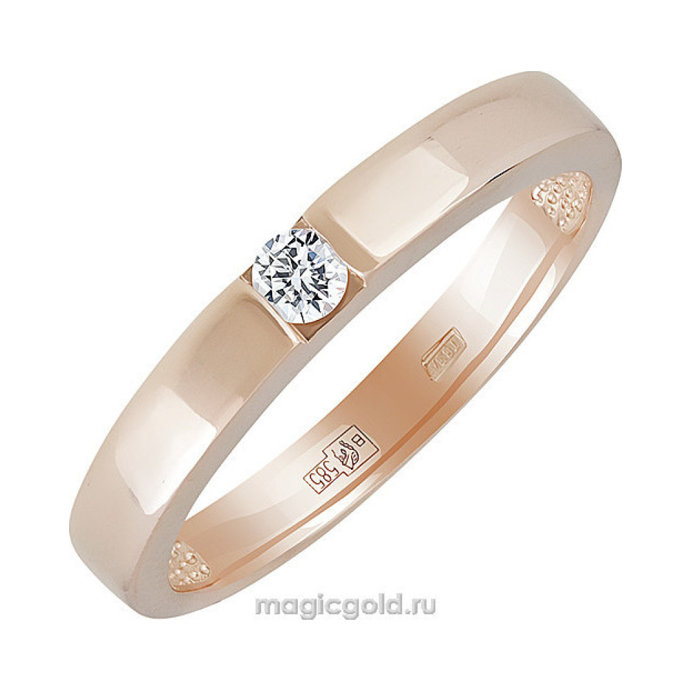 Золотое кольцо с бриллиантом № 156186