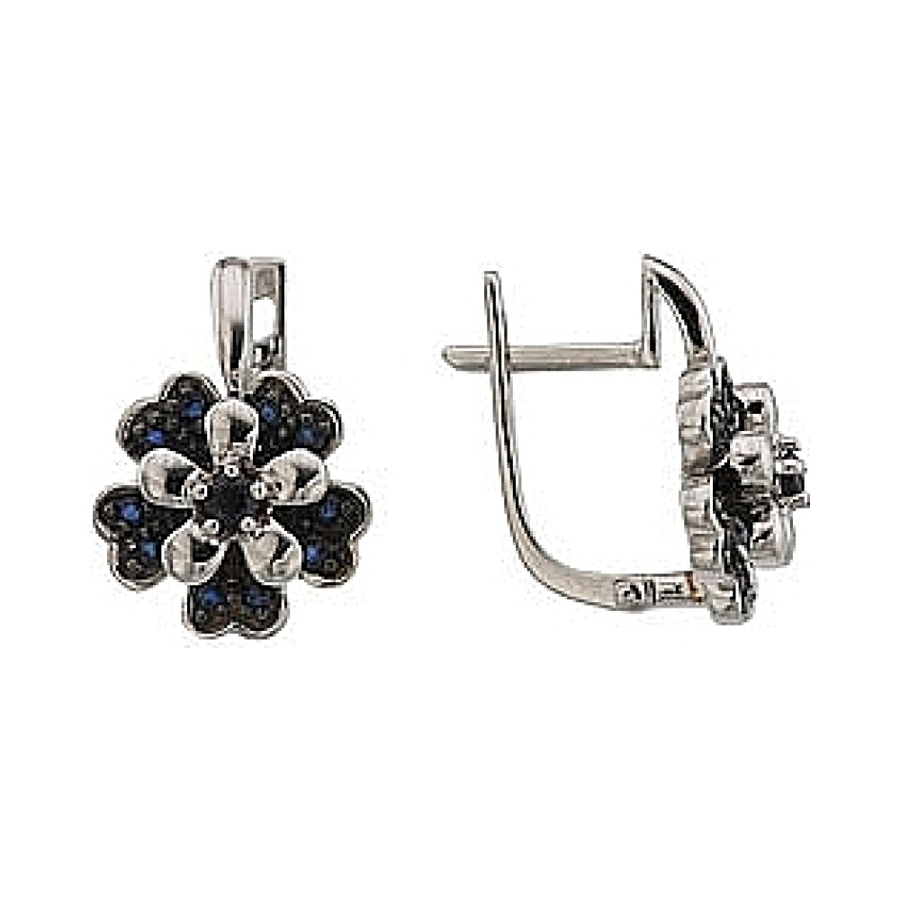 Золотые серьги с сапфиром № 64402