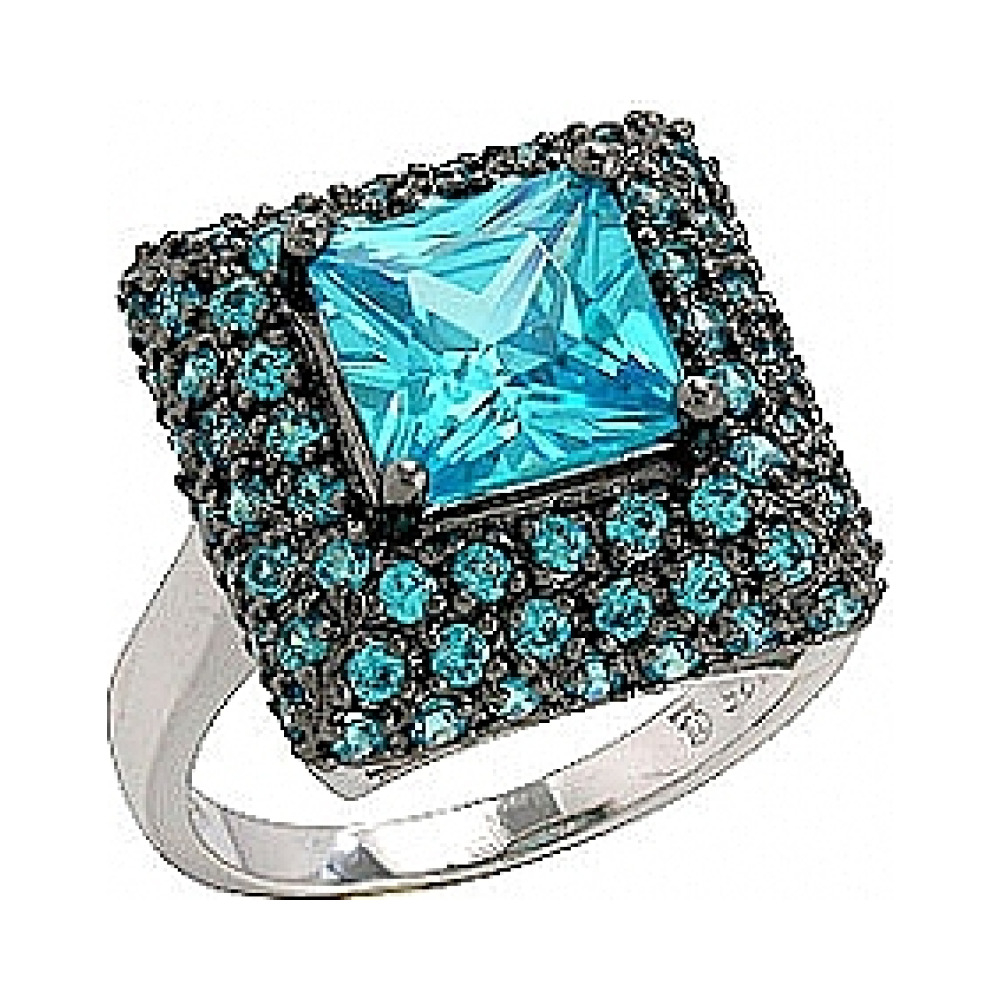 Серебряное кольцо с фианитом № 75147