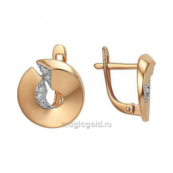 Золотые серьги с фианитом № 174012