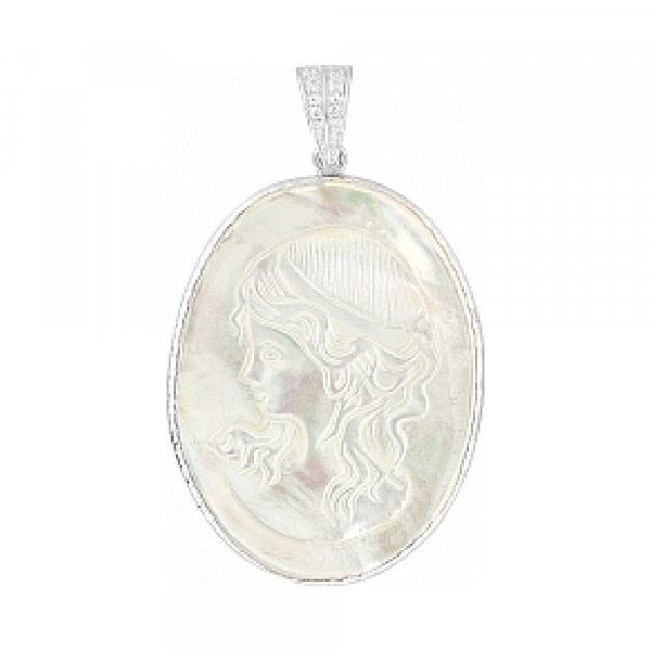 Серебряная подвеска с перламутром и фианитом № 114259