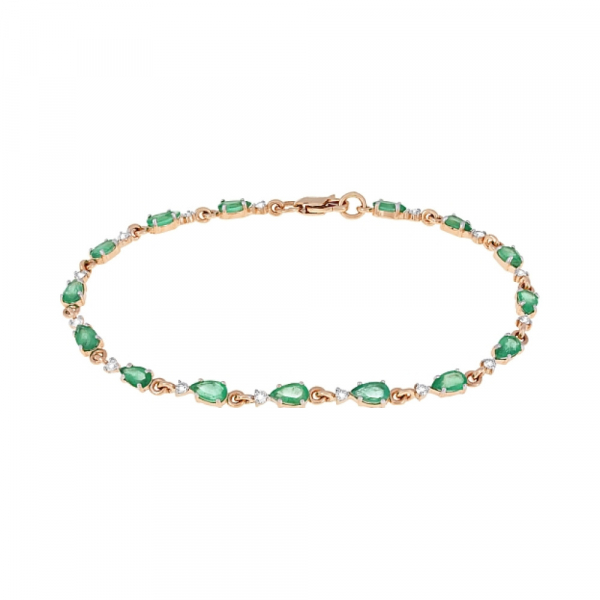 Золотой браслет с бриллиантом и изумрудом № 116992