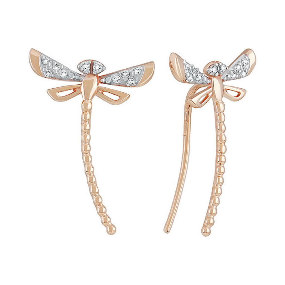 Золотые серьги с фианитом № 136531