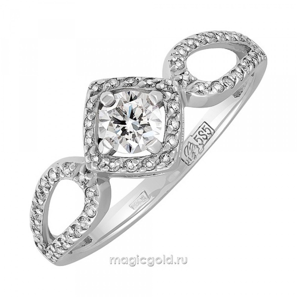 Золотое кольцо с бриллиантом № 128398