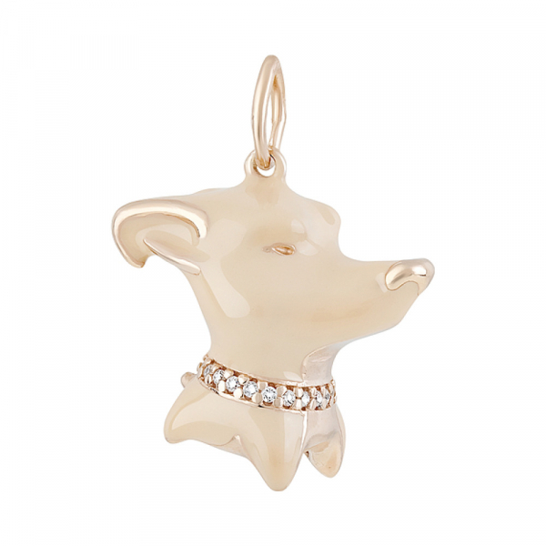 Серебряная подвеска с фианитом эмалью и золотым покрытием № 129152