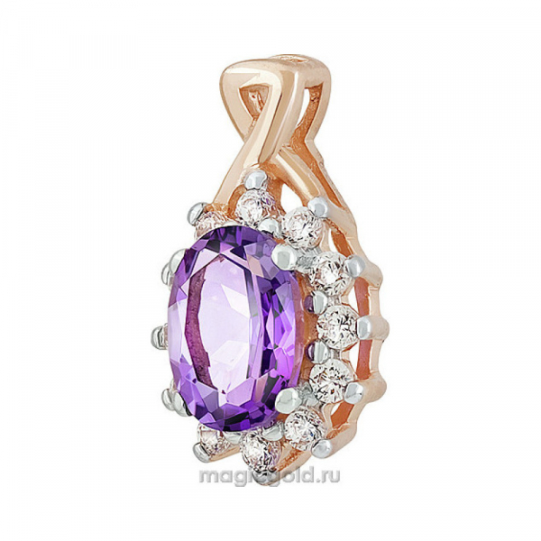 Золотая подвеска с аметистом и фианитом № 126364