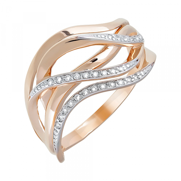 Золотое кольцо с фианитами № 123929