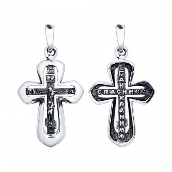 Серебряная подвеска без камня с черным покрытием № 159858