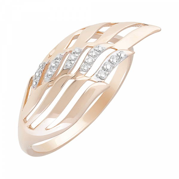 Золотое кольцо с фианитами № 129031