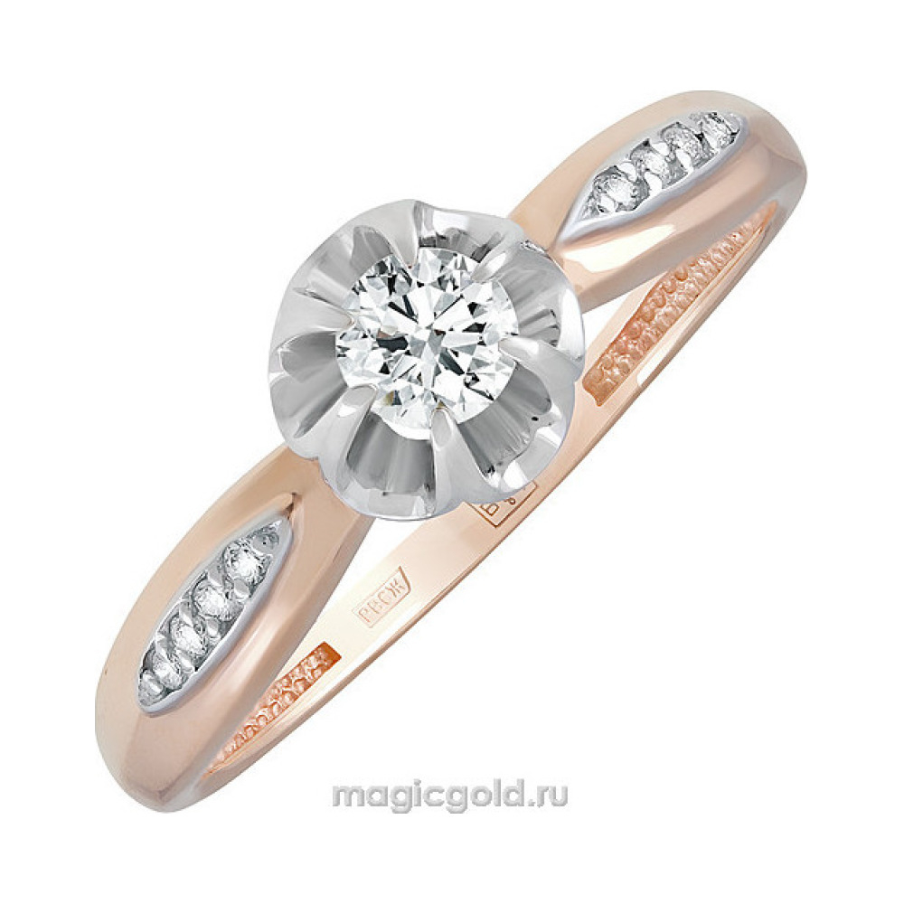 Золотое кольцо с бриллиантом № 139324