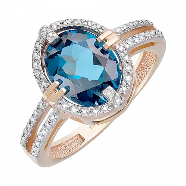 Золотое кольцо с топазом и фианитом № 126994