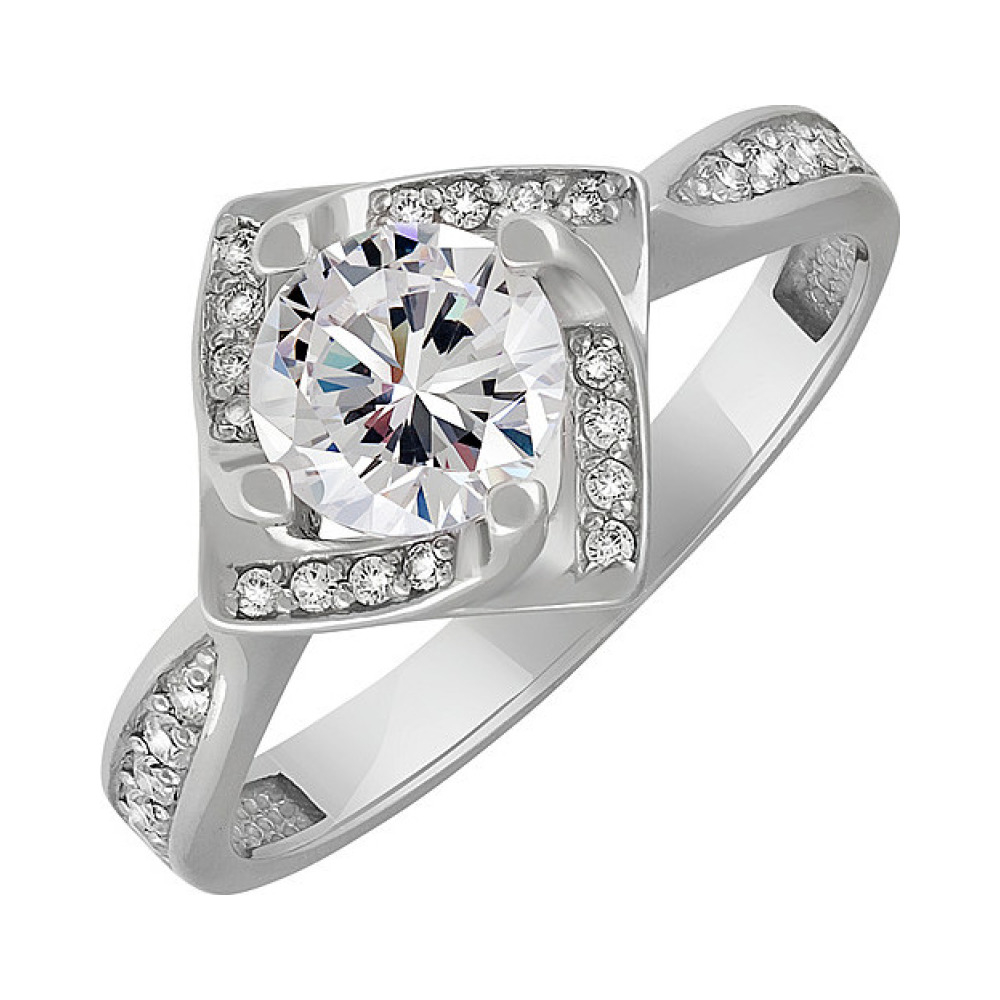 Серебряное кольцо с фианитом № 134067