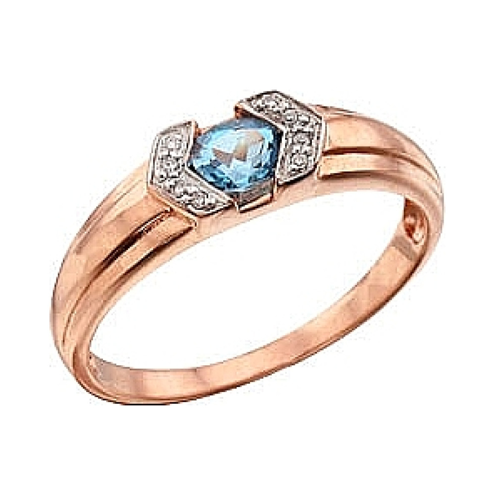 Золотое кольцо с бриллиантом и топазом № 30050