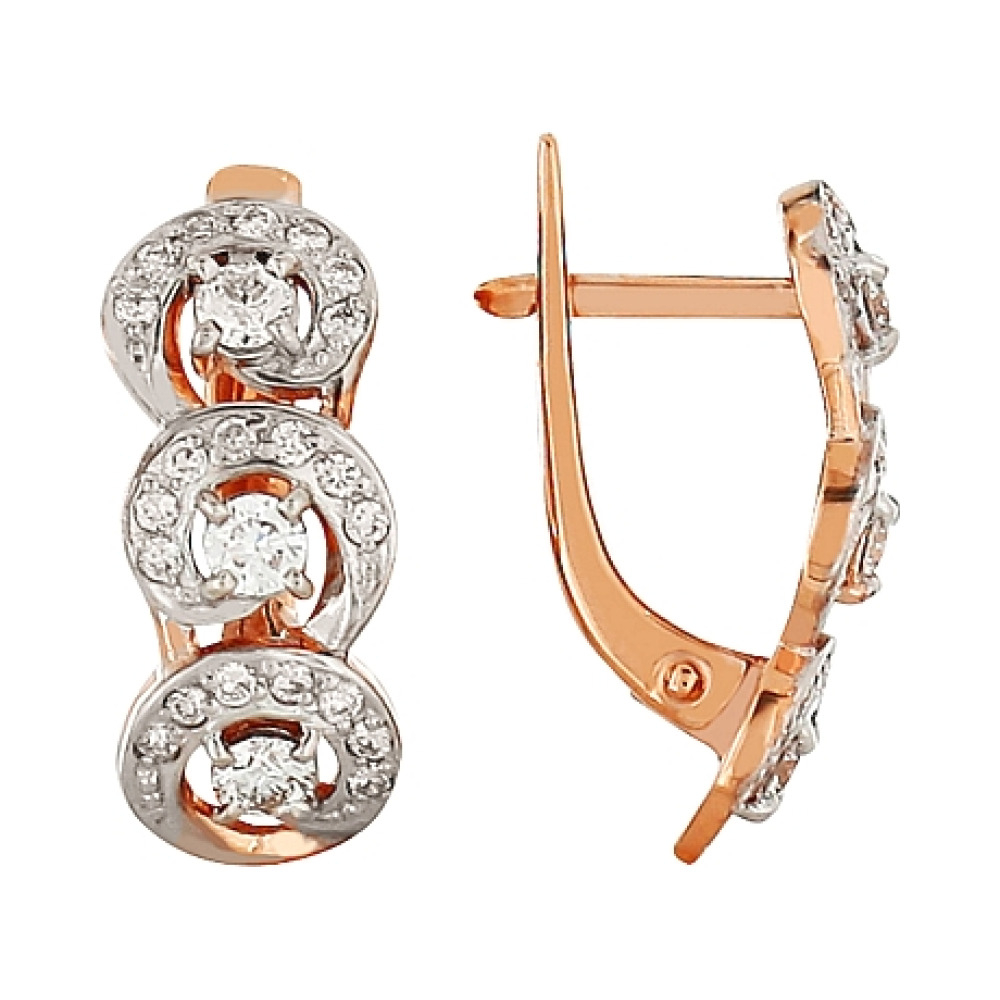 Золотые серьги с бриллиантом № 95738