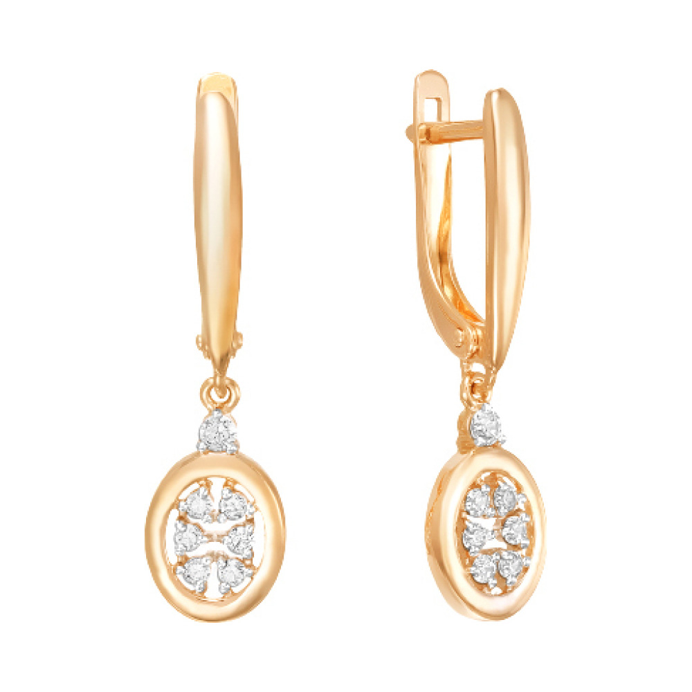 Золотые серьги с фианитом № 162504