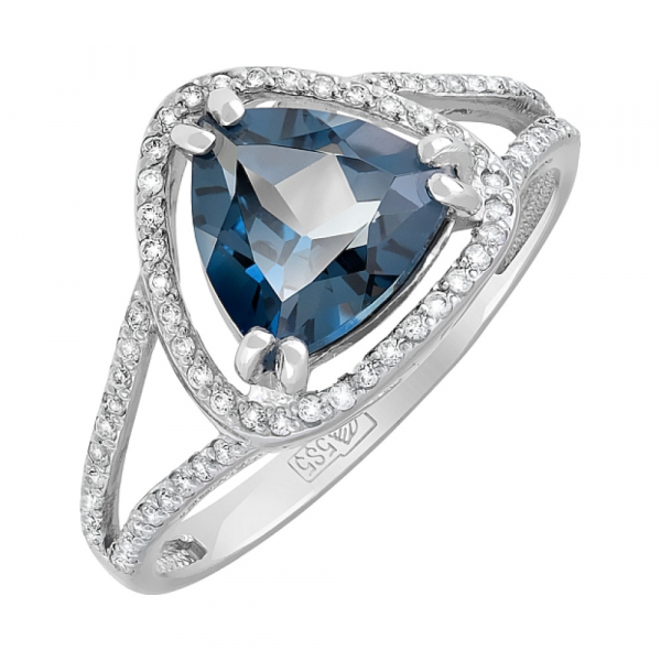 Золотое кольцо с топазом и фианитом № 119954