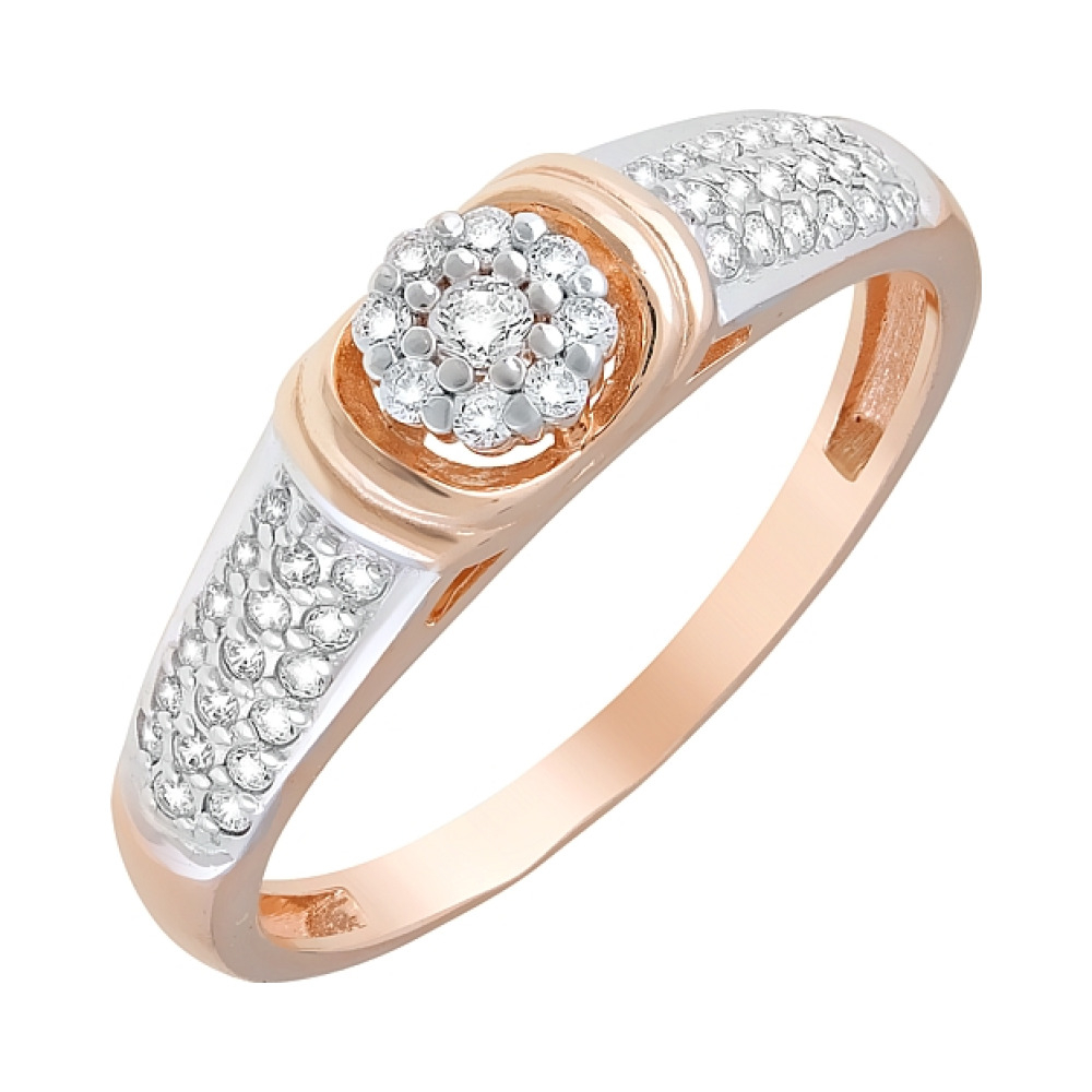 Золотое кольцо с фианитами № 121569