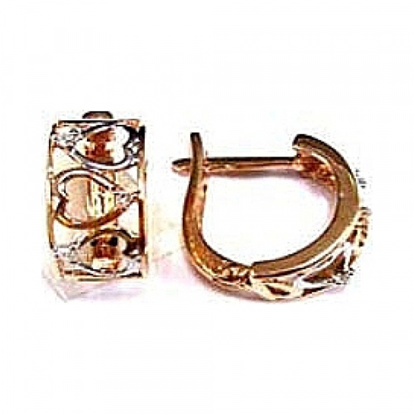 Золотые серьги с бриллиантом № 71385