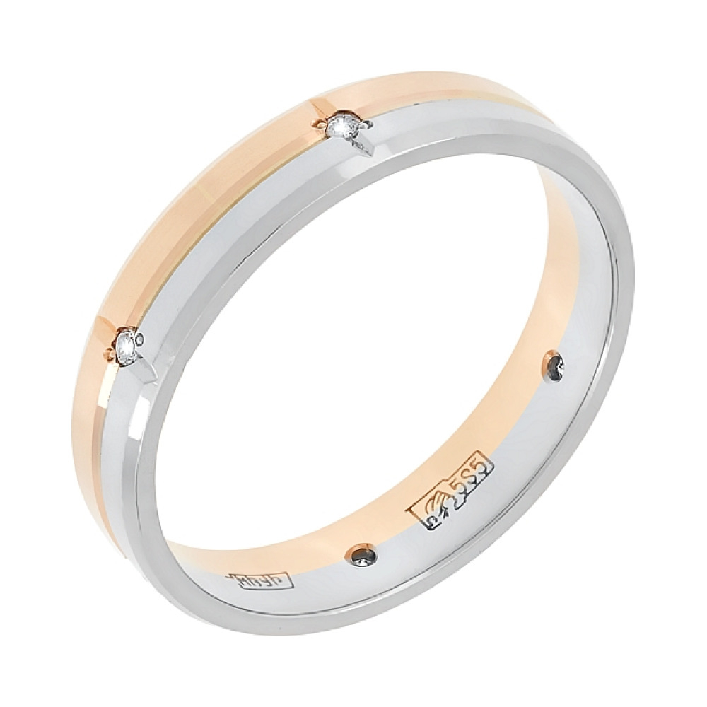 Золотое кольцо с бриллиантом обручальное № 101816