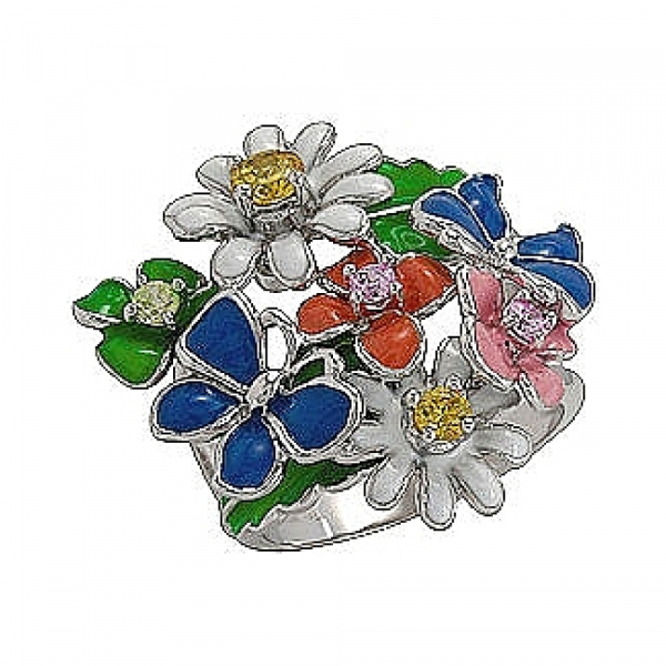 Серебряное кольцо с фианитом № 75164