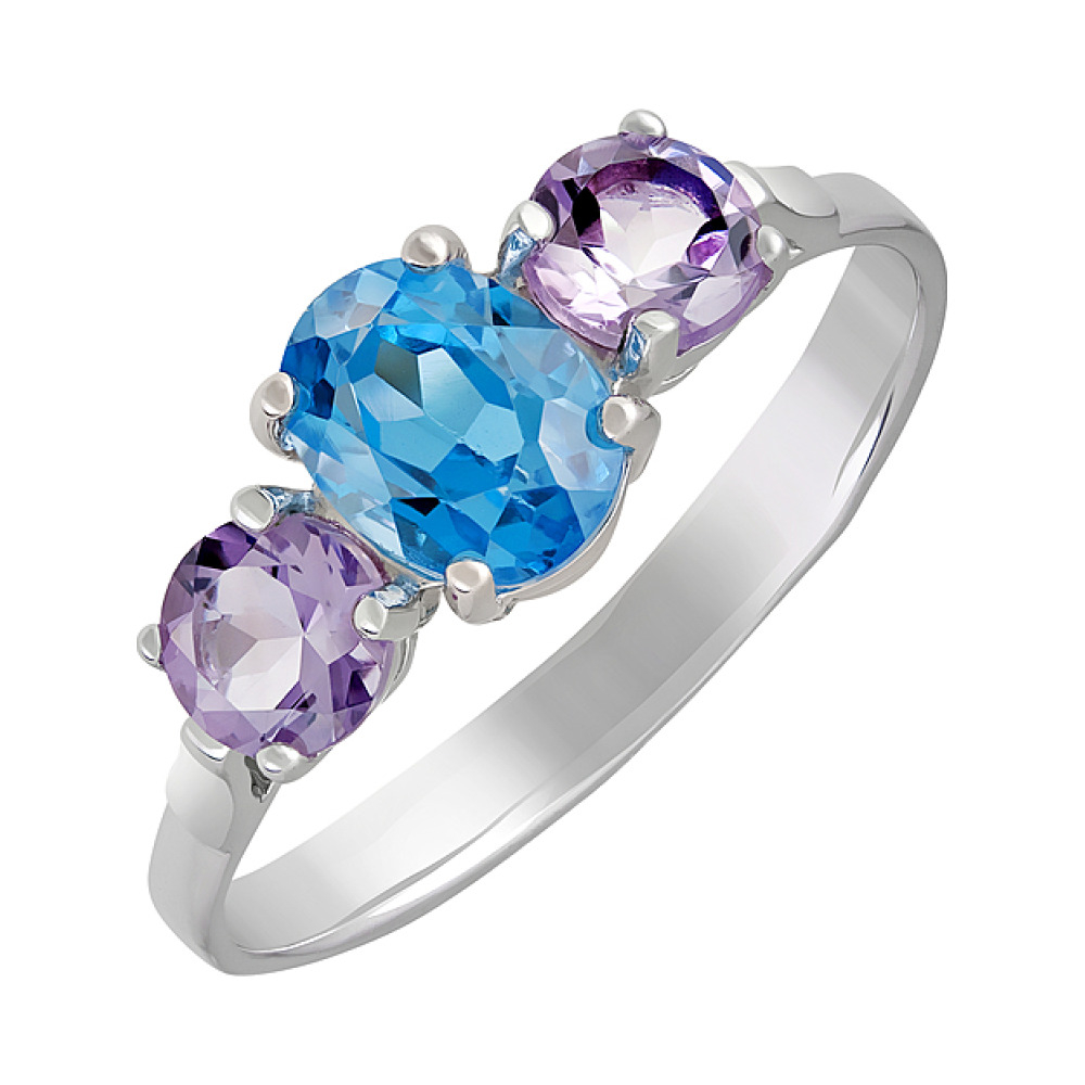 Серебряное кольцо с полудрагоценными вставками № 131452