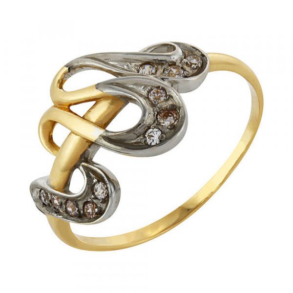 Золотое кольцо с фианитом № 38356