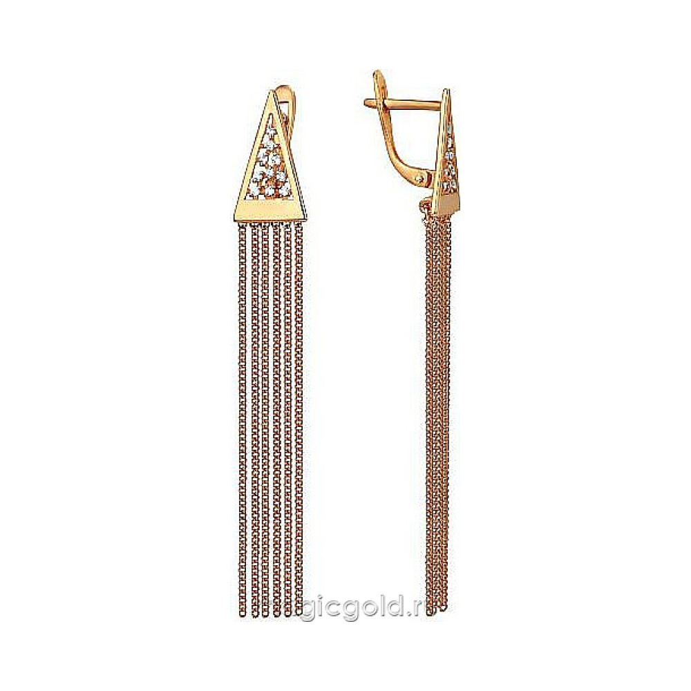 Золотые серьги с фианитом № 174005