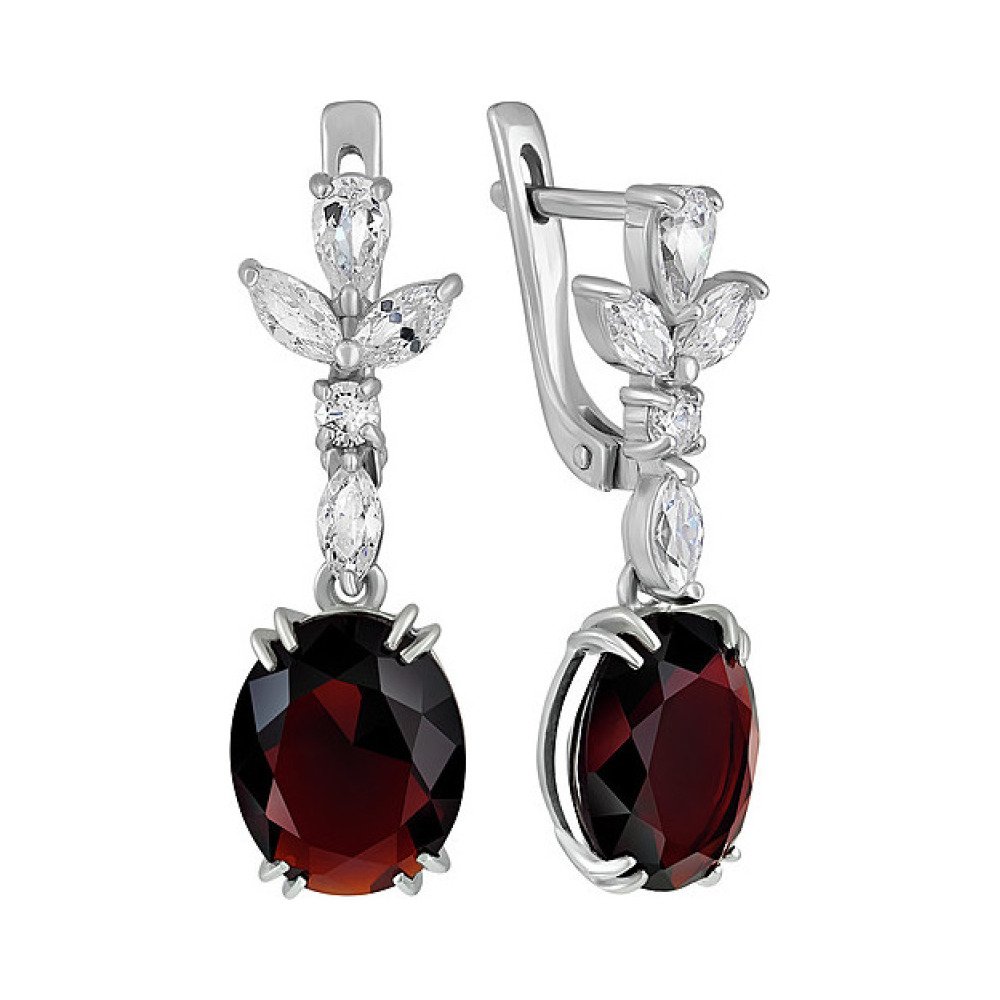 Серебряные серьги с алпанитом и фианитом № 133973