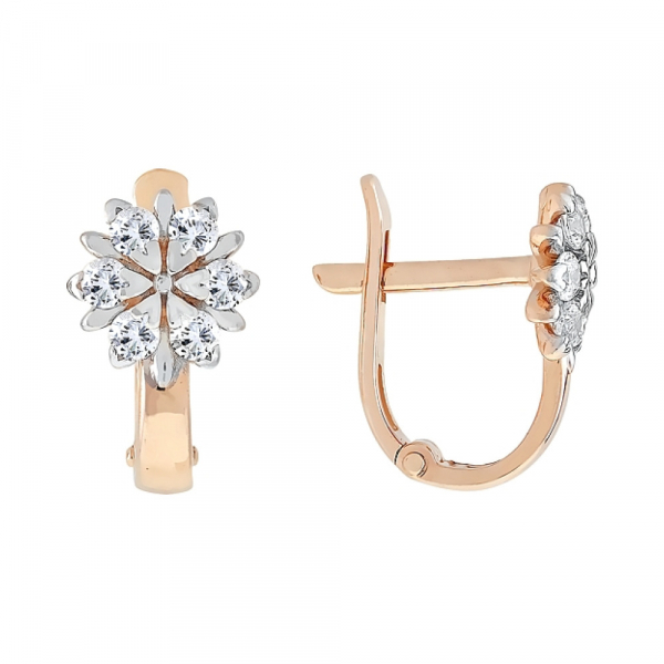 Золотые серьги с фианитами № 112582