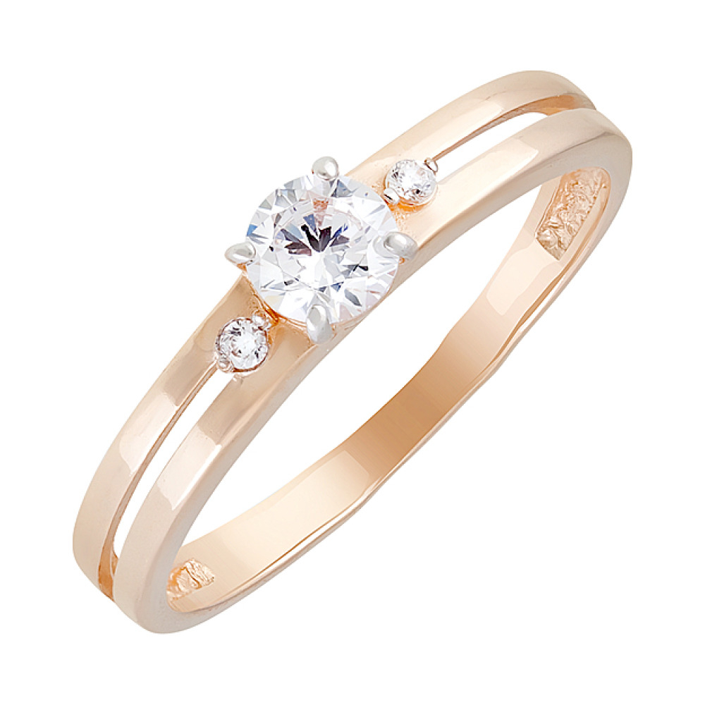 Золотое кольцо с фианитами № 129995