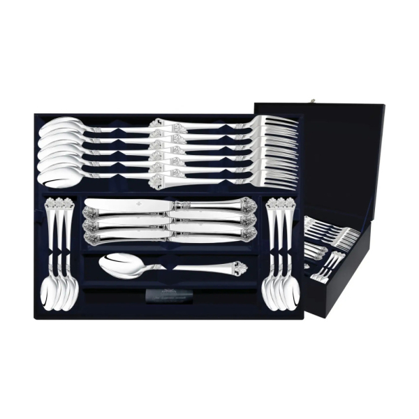 Набор столовый Афина 48 предметов : вилка, ложка, нож, чайная ложка из серебра 925 пробы