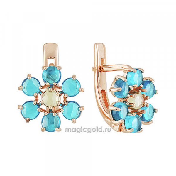 Золотые серьги с фианитом № 158900