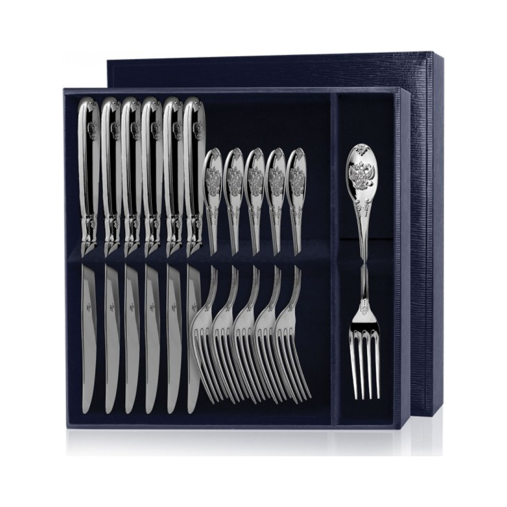 Серебряный столовый набор  Единство  12 предметов (вилки и ножи)
