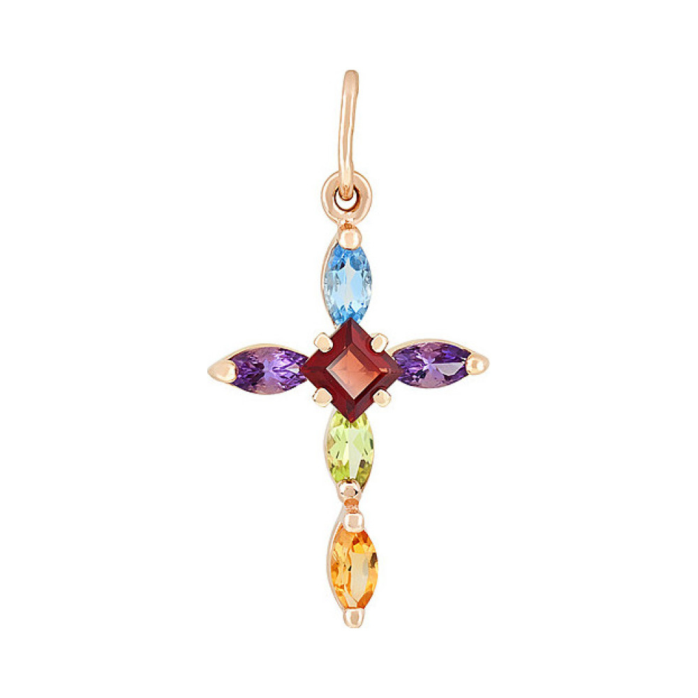 Золотая подвеска с полудраг вставками № 114396