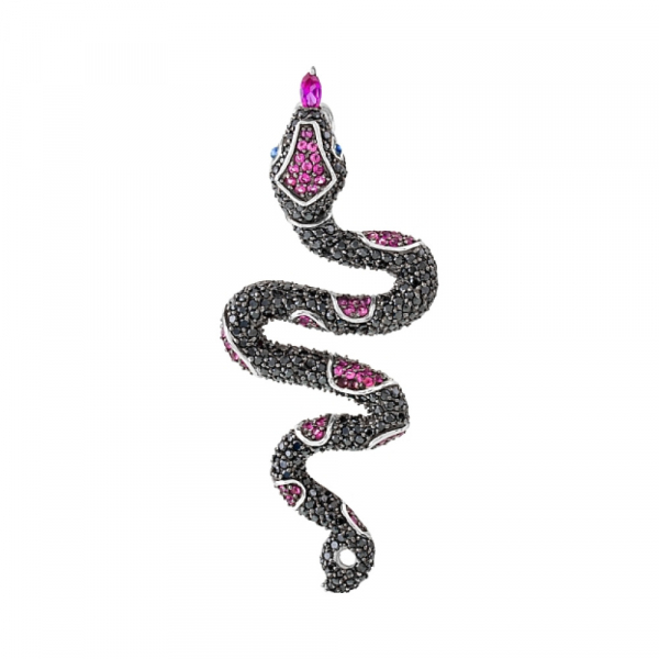 Серебряная подвеска с фианитом и имитац.рубина № 82588