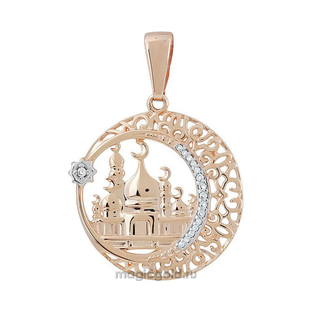 Золотая подвеска с фианитом № 140432