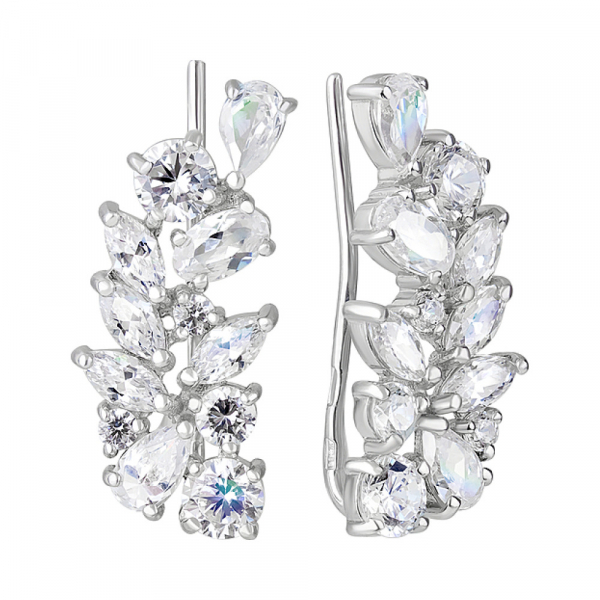 Серебряные серьги с фианитом № 126949