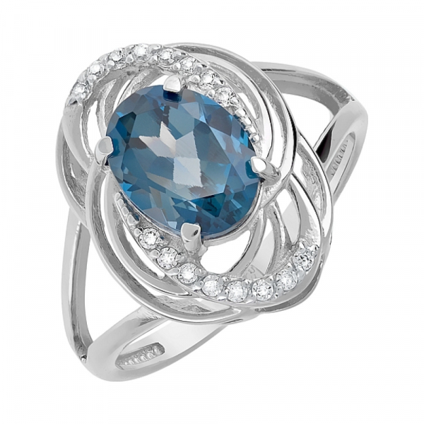 Золотое кольцо с топазом и фианитом № 119710