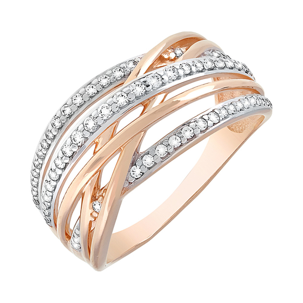 Золотое кольцо с фианитами № 114173