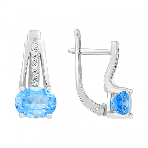 Золотые серьги с топазом и фианитом № 76103