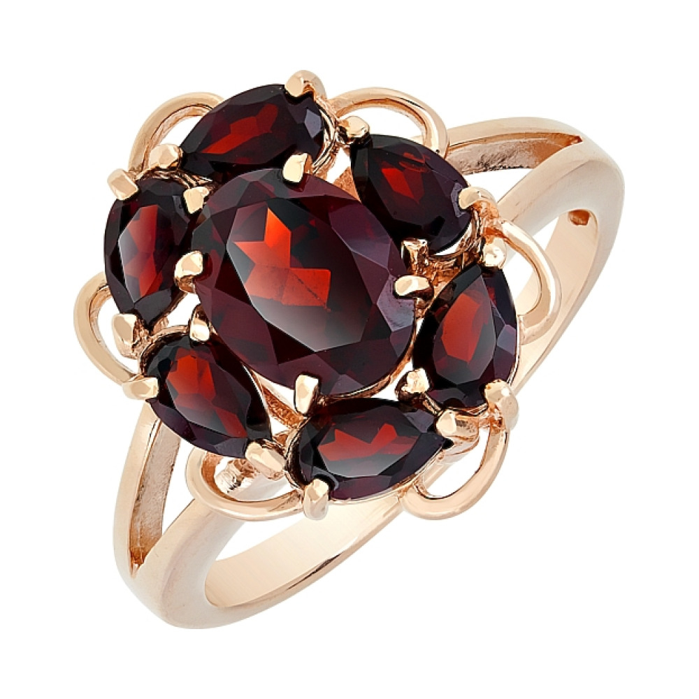 Золотое кольцо с гранатом № 116458