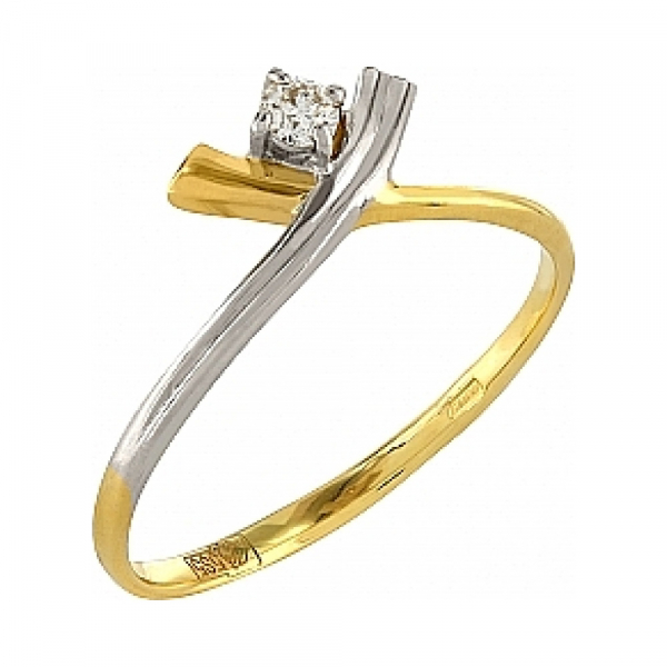 Золотое кольцо с бриллиантом № 107877