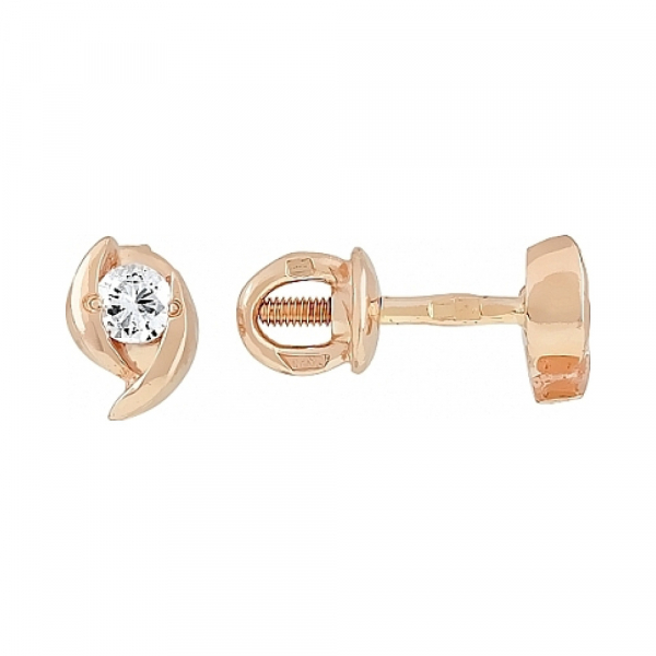 Золотые серьги с фианитом № 106840