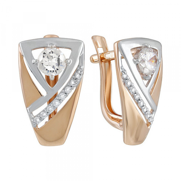 Золотые серьги с фианитом № 135976