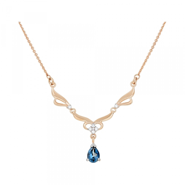 Золотое колье с топазом и фианитом № 115653