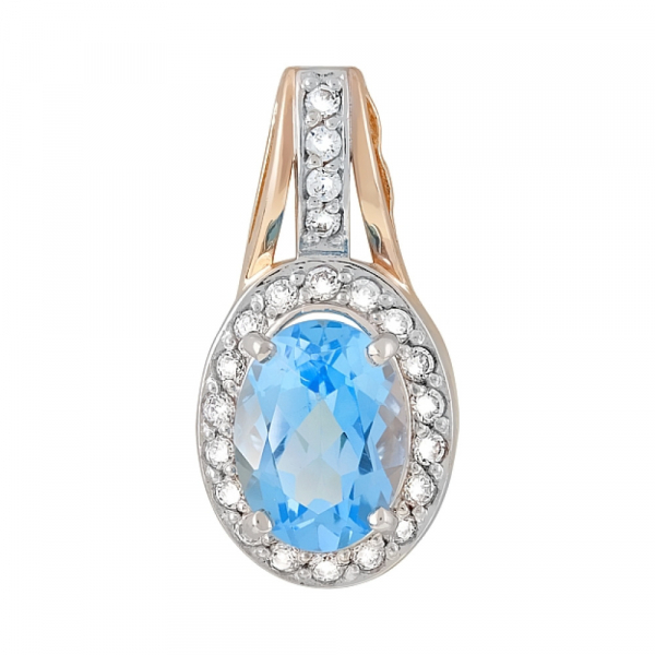 Золотая подвеска с топазом и фианитом № 120331