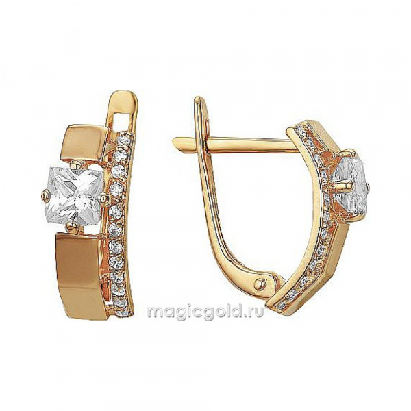 Золотые серьги с фианитом № 174011